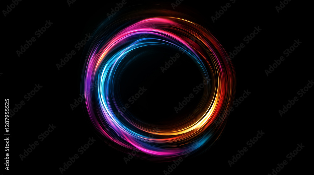 Abstract glowing neon ring on black background Abstract glowing neon ring on black background