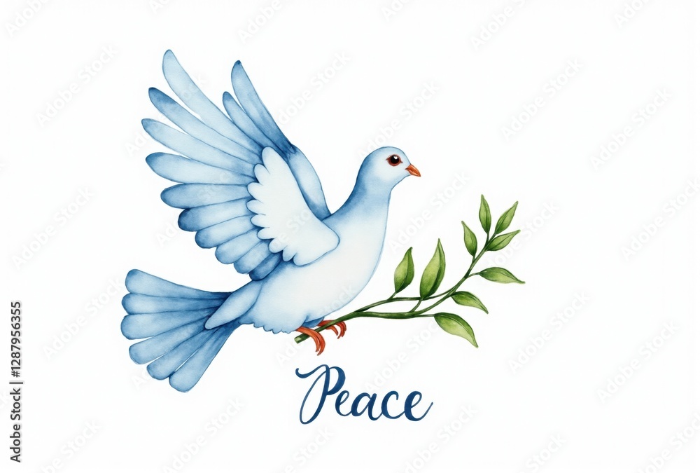 Obraz premium Watercolor Dove with Olive Branch
