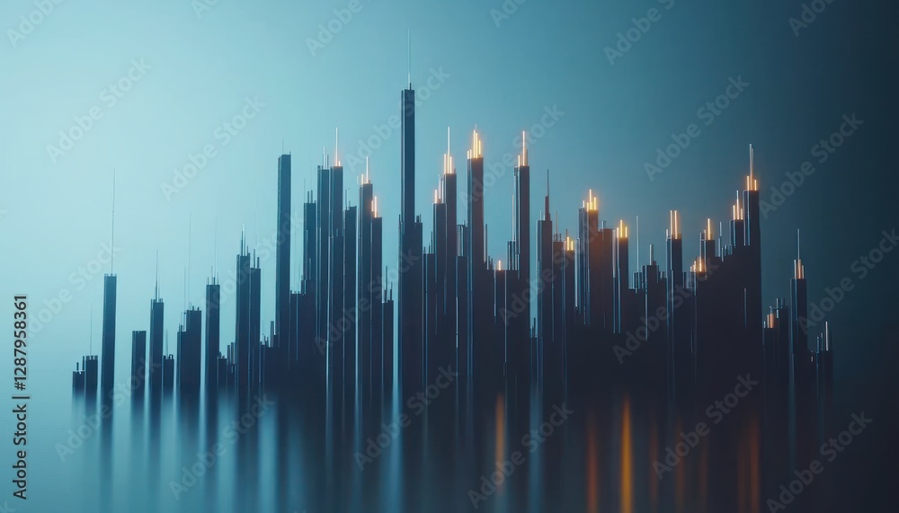 3D rendered candlestick chart for forex trading analysis set against a cool blue background, highlighting market trends. 3D rendered candlestick chart for forex trading analysis set against a cool blue background, highlighting market trends.