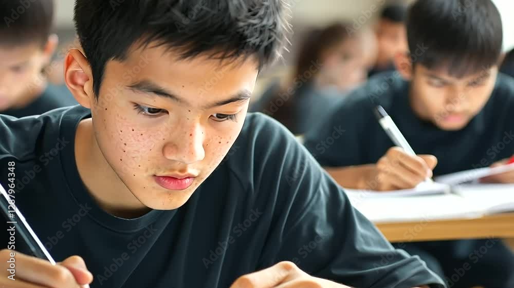 Math Olympiad with Students Solving Problems Under Pressure