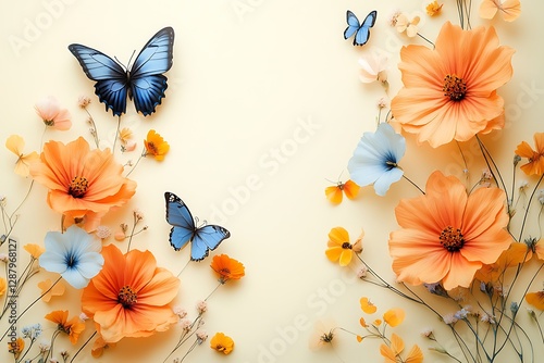 Pastel Flowers & Butterflies