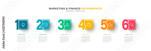 Infographics design concept with 6 steps or options