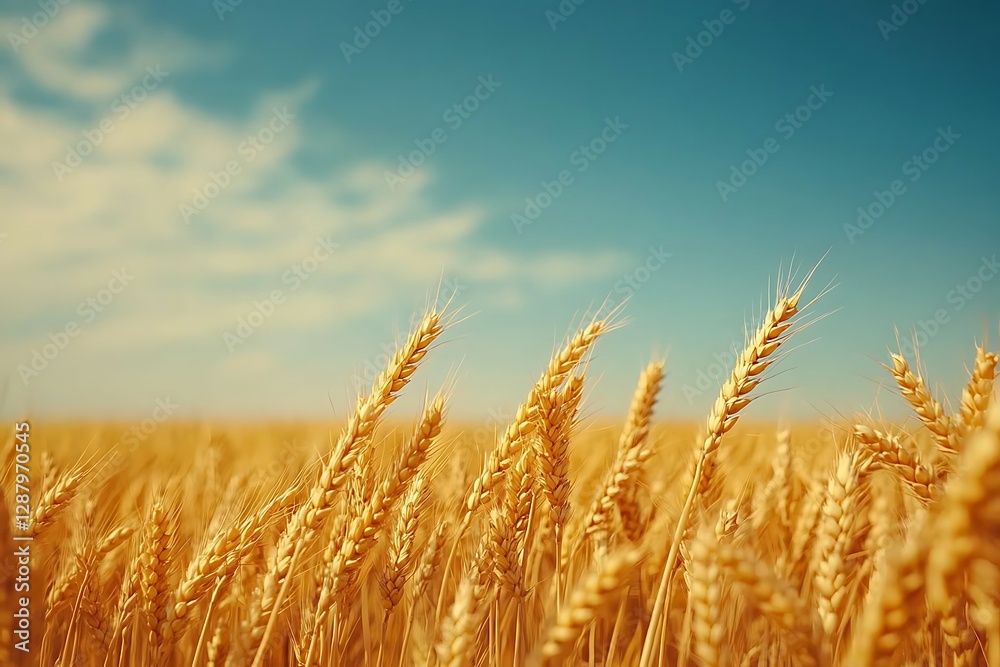 Golden Wheat Field, Sunny Day Golden Wheat Field, Sunny Day