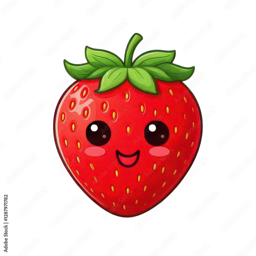Obraz premium Cute strawberry character, white isolate background