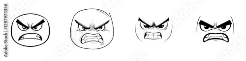 An isolated upset smiley displays an annoyed expression, representing a modern irritated emoji and an angry impatient character