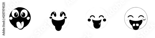 A pleased and hungry emoji with a dripping tongue is shown isolated, indicating a desire for tasty food and drink, while also depicting a teasing smiley face with a speech bubble