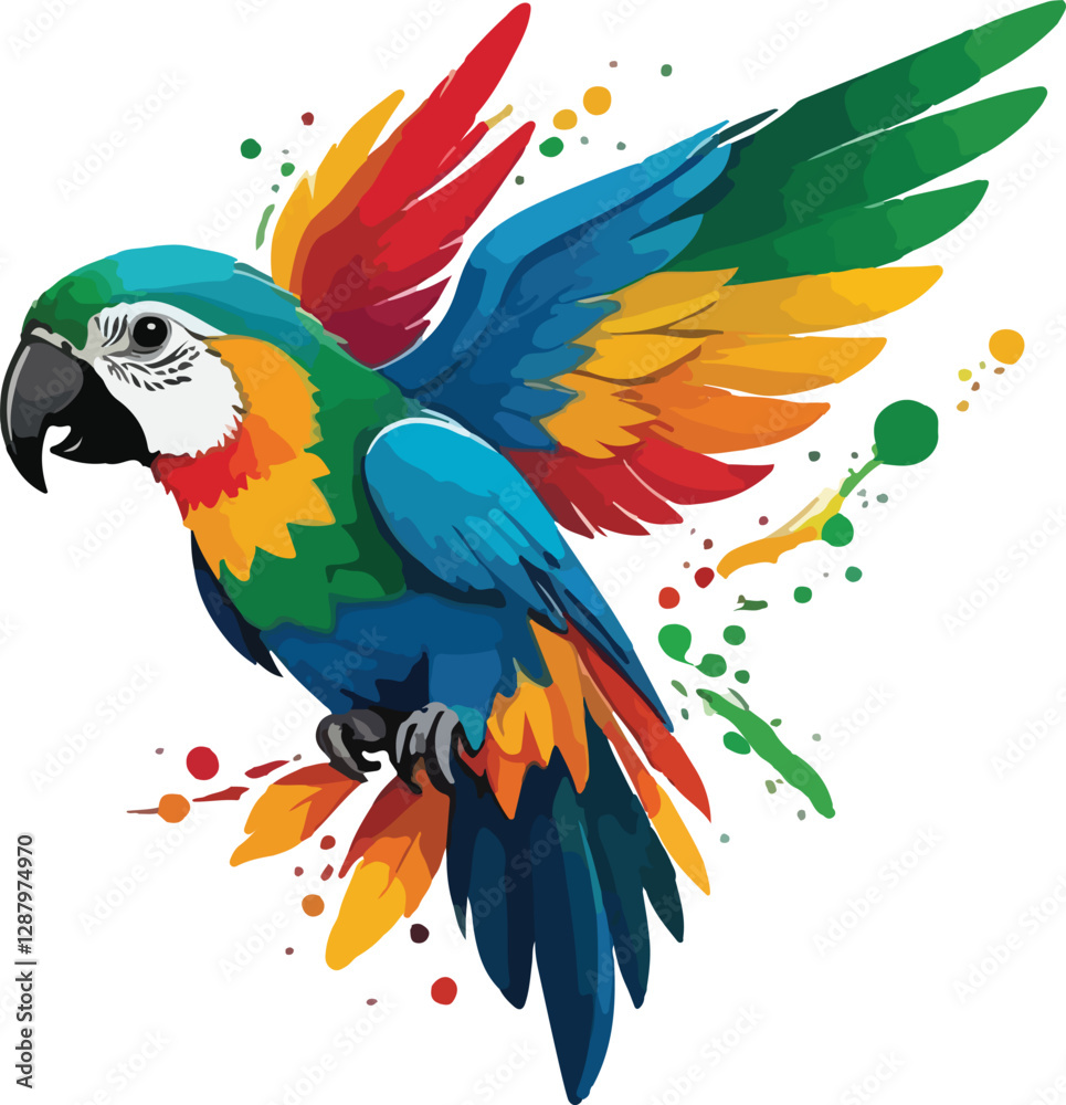 Fototapeta premium Colorful Parrot Illustration vector design, Parrot flying vector design