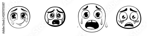 Astonished cartoon face with a comical expression, featuring wide, goggle eyes and an open mouth, symbolizing wow feelings on a white background
