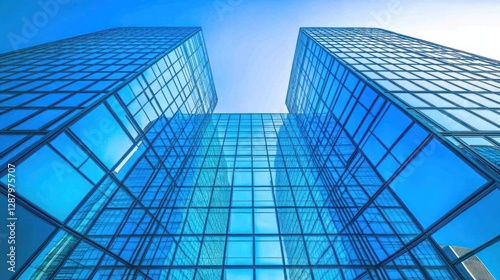 Modern Glass Skyscrapers Reflecting the Sky