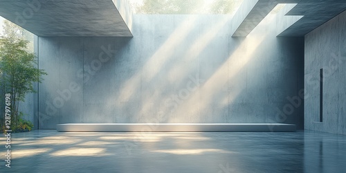Minimalist concrete space with natural light.