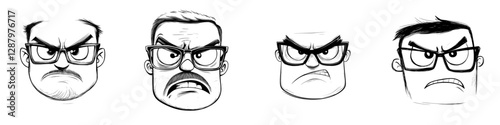 A furious cartoon face with enraged eyes and an open yelling mouth, exemplifying modern anger through an emoji, is depicted as an aggressive boss with a scowling facial expression, showcasing intense