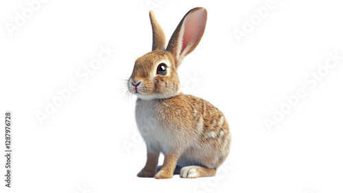 Obraz na płótnie Cute cartoon rabbit sitting on a clean background with a curious expression and fluffy fur w salonie