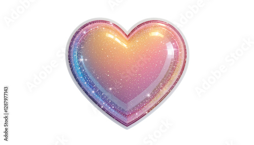 Glittery Pastel Heart, Rainbow Sparkle - Y2K revival