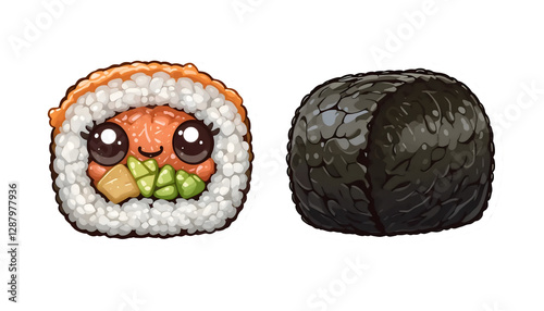 Kawaii Sushi Roll & Maki Illustration - Kawaii