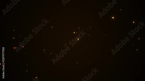 glowing golden particles floating in dark space background