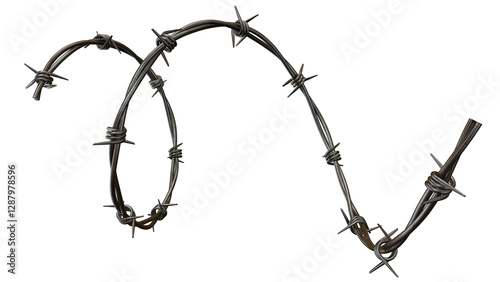 barbed wire isolated on white