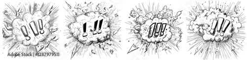 A speech bubble containing comic book-style swear words and aggressive curses represents angry and hateful language in a modern, isolated, monochrome dialogue cloud filled with explosive and