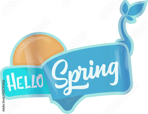 Hello spring label and sticker isolated on white. Hello spring and springtime sign, poster. vector