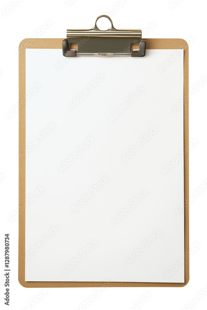 Isolated Empty White Paper on Wooden Clipboard Isolated Empty White Paper on Wooden Clipboard