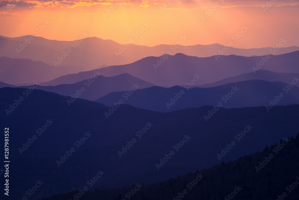 USA, Tennessee, Great Smoky Mountains at misty dawn USA, Tennessee, Great Smoky Mountains at misty dawn