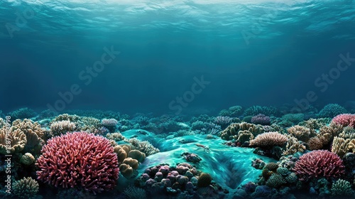 Wallpaper Mural Ocean acidification concept. Vibrant underwater coral reef scene showcasing diverse marine life. Torontodigital.ca