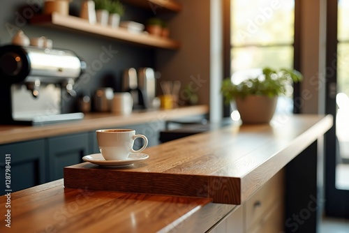 Wallpaper Mural Minimalist wooden bar desk in natural light, showcasing simplicity and modern elegance. Torontodigital.ca
