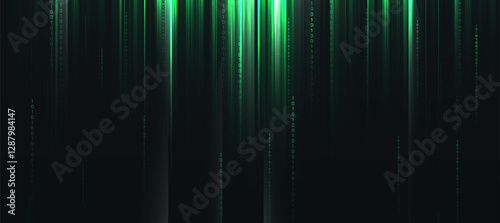 Futuristic digital binary code with cyber security technology background, glowing lines innovation and connection network background for tech event poster or presentation product business