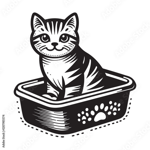 Set icons for cat litter. The outline icons are well scalable and editable. Contrasting elements are good for different backgrounds. EPS10.