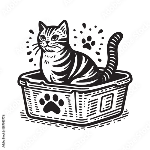 Set icons for cat litter. The outline icons are well scalable and editable. Contrasting elements are good for different backgrounds. EPS10.