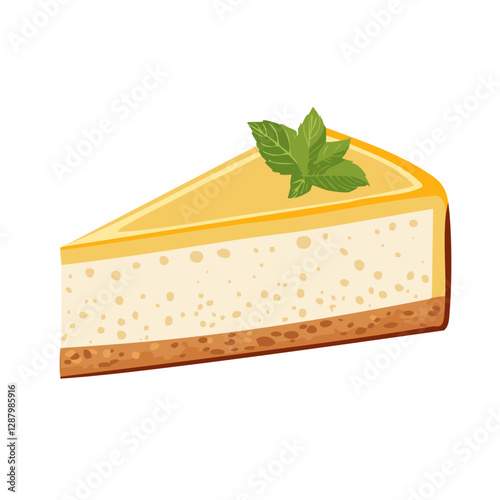 Cheesecake slice vector illustration. Pastry classic on isolated background. Dessert for menu and recipes