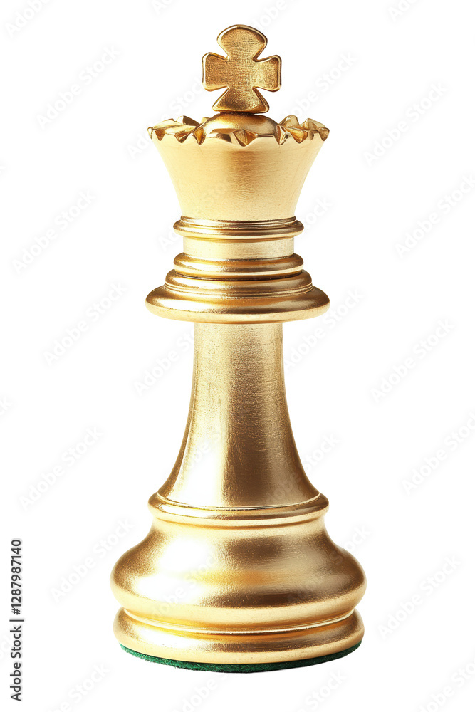 Isolated Detailed Gold Chess Queen Piece Isolated Detailed Gold Chess Queen Piece