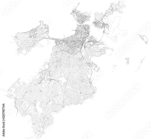 Map of Boston city transportation routes	