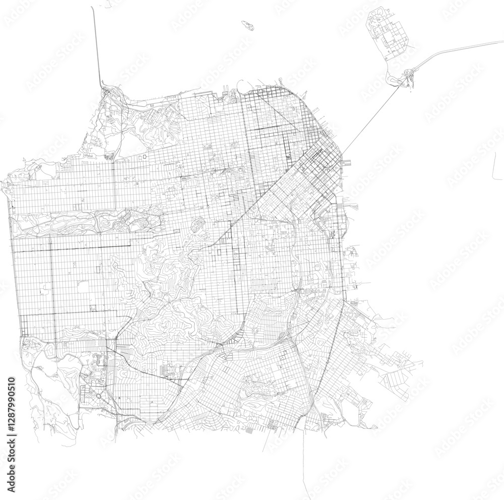 Fototapeta premium Map of San Francisco city transportation routes 