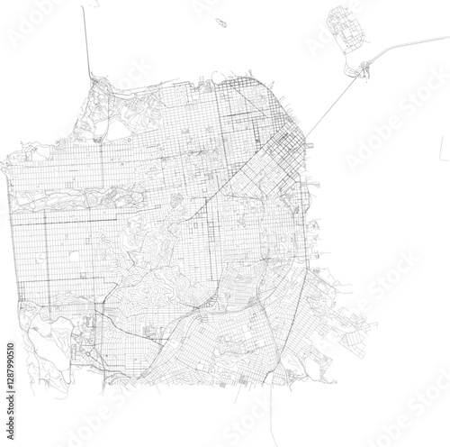 Map of San Francisco city transportation routes	