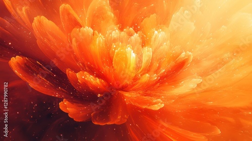 Fiery Abstract Flower Bloom: A Digital Art Masterpiece