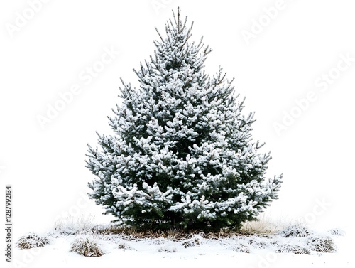Snow-covered Christmas Tree Isolated