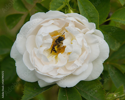 White damask rose flower