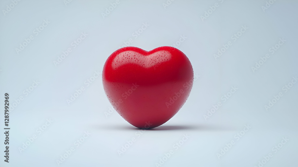 Red Heart with Water Drops on White Background Red Heart with Water Drops on White Background