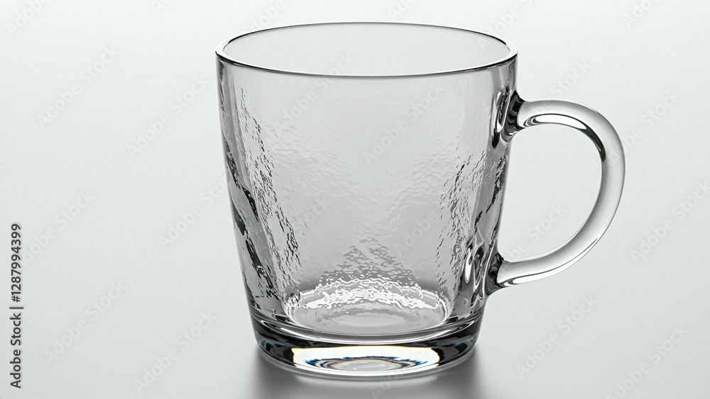 Textured transparent glass mug with sturdy handle Textured transparent glass mug with sturdy handle