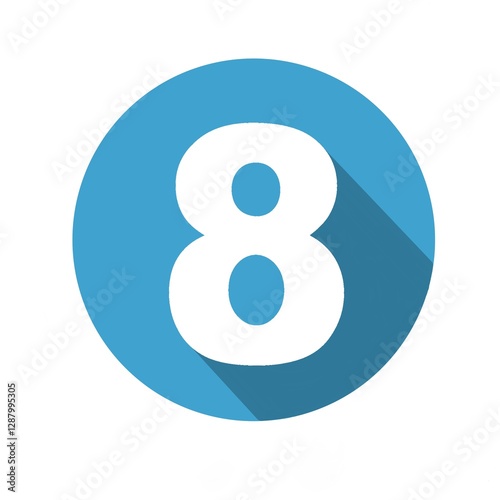 blue button with number 8