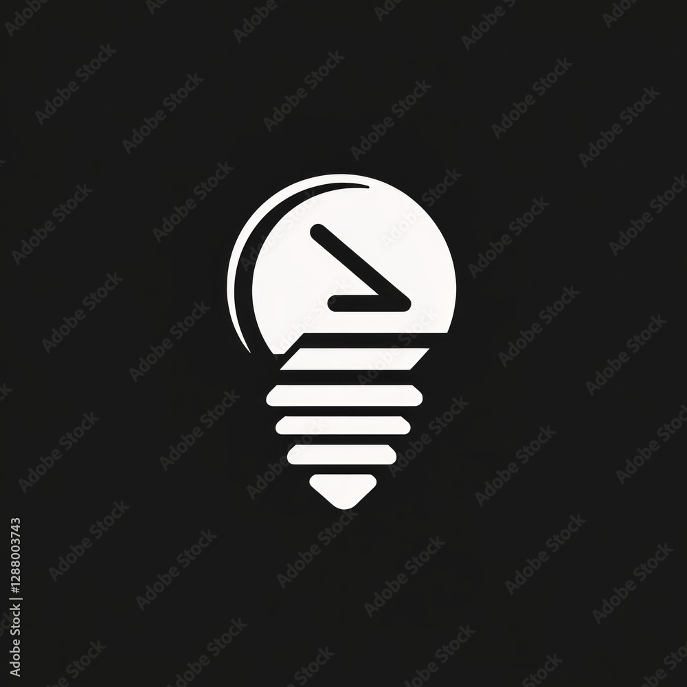Abstract light bulb with clock design on black background Abstract light bulb with clock design on black background