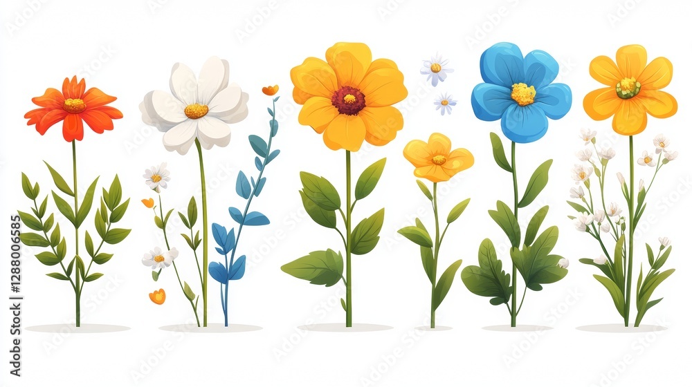 Obraz premium Colorful Flower Vector Illustration in Flat Design Style