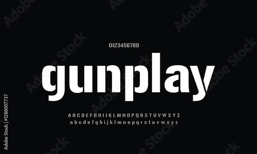 gunplay vector font alphabet with numbers