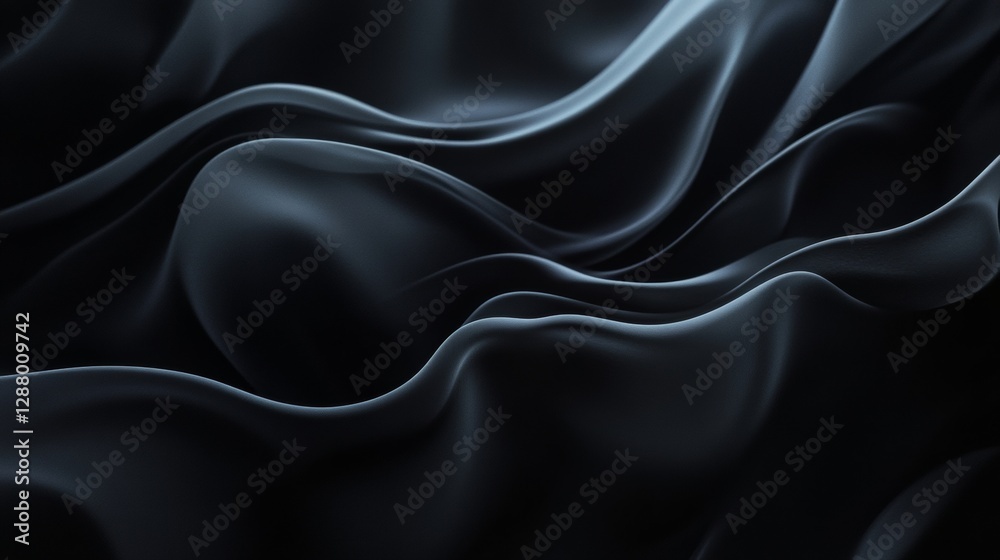 Fototapeta premium Abstract flowing waves of dark silk fabric, smooth and elegant texture. Luxurious material and design concept