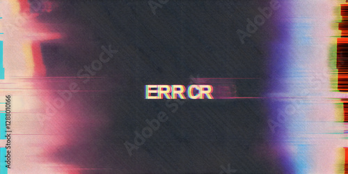 TV screen texture with glitch text ERROR. HDTV no signal problems. Bad TV signal on TV screen Noise of motion background lines. Glitch VHS concept. Glitch camera effect. Video rewind texture