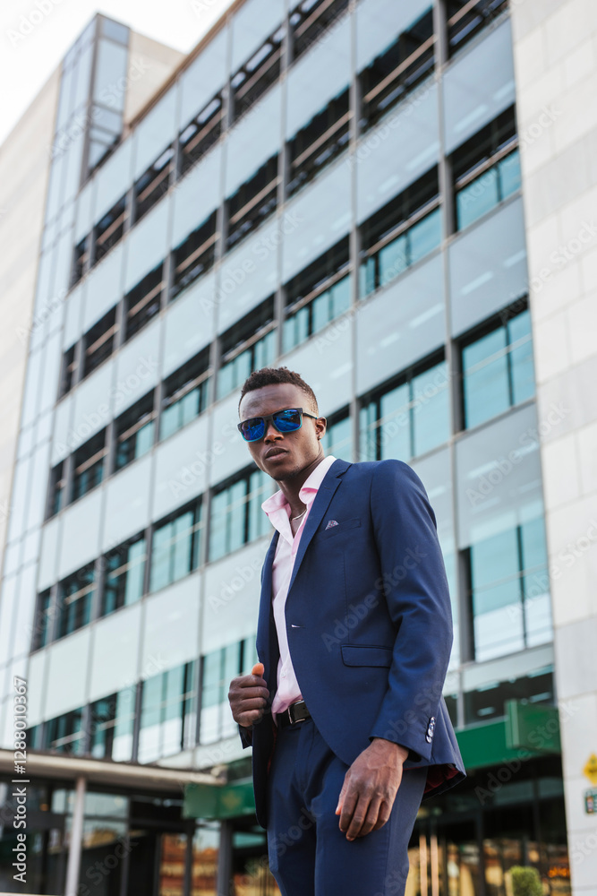 Portrait of a young businessman in front of a commercial building Portrait of a young businessman in front of a commercial building