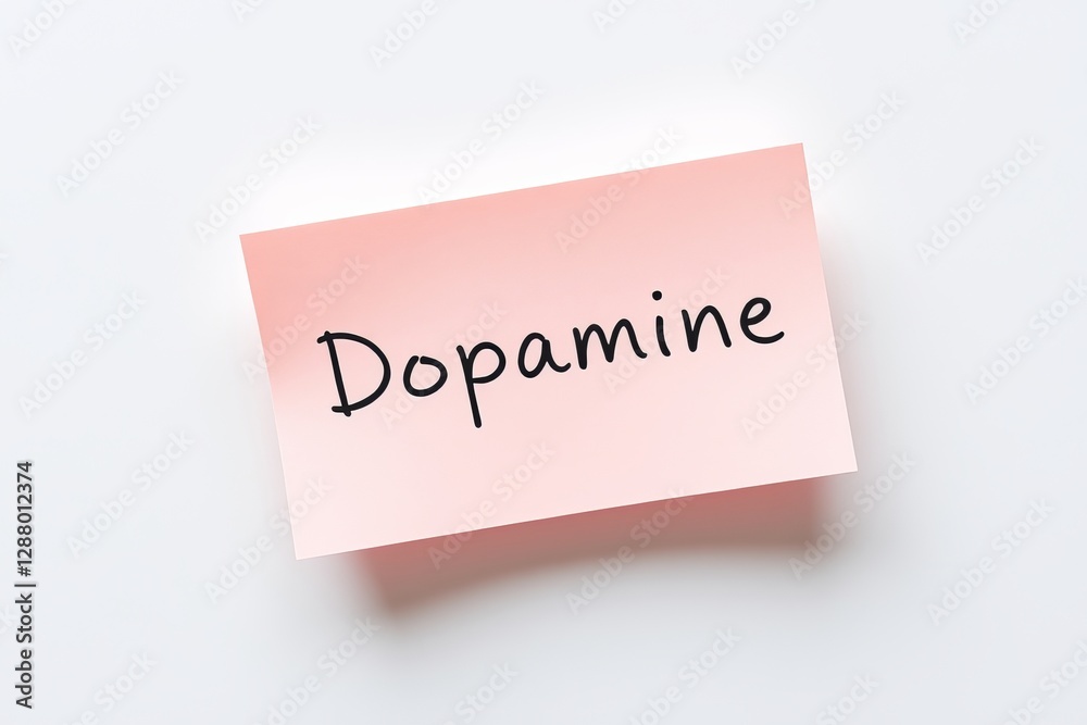 Text dopamine on pink note Text dopamine on pink note