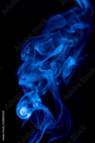 blue smoke on black background