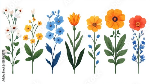 Wallpaper Mural Vibrant Floral Vector Illustration in Flat Design Style Torontodigital.ca