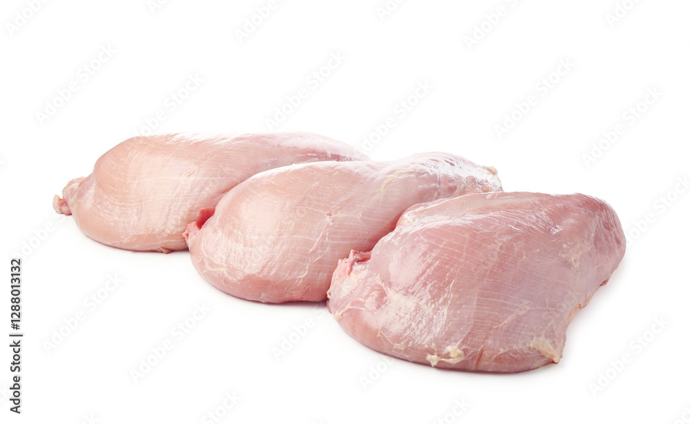 Three raw turkey breasts isolated on white Three raw turkey breasts isolated on white